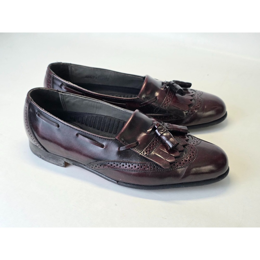 Dexter Men's Loafers Size 8.5 M Burgundy Leather Wingtip Dress Tassels Shoes USA